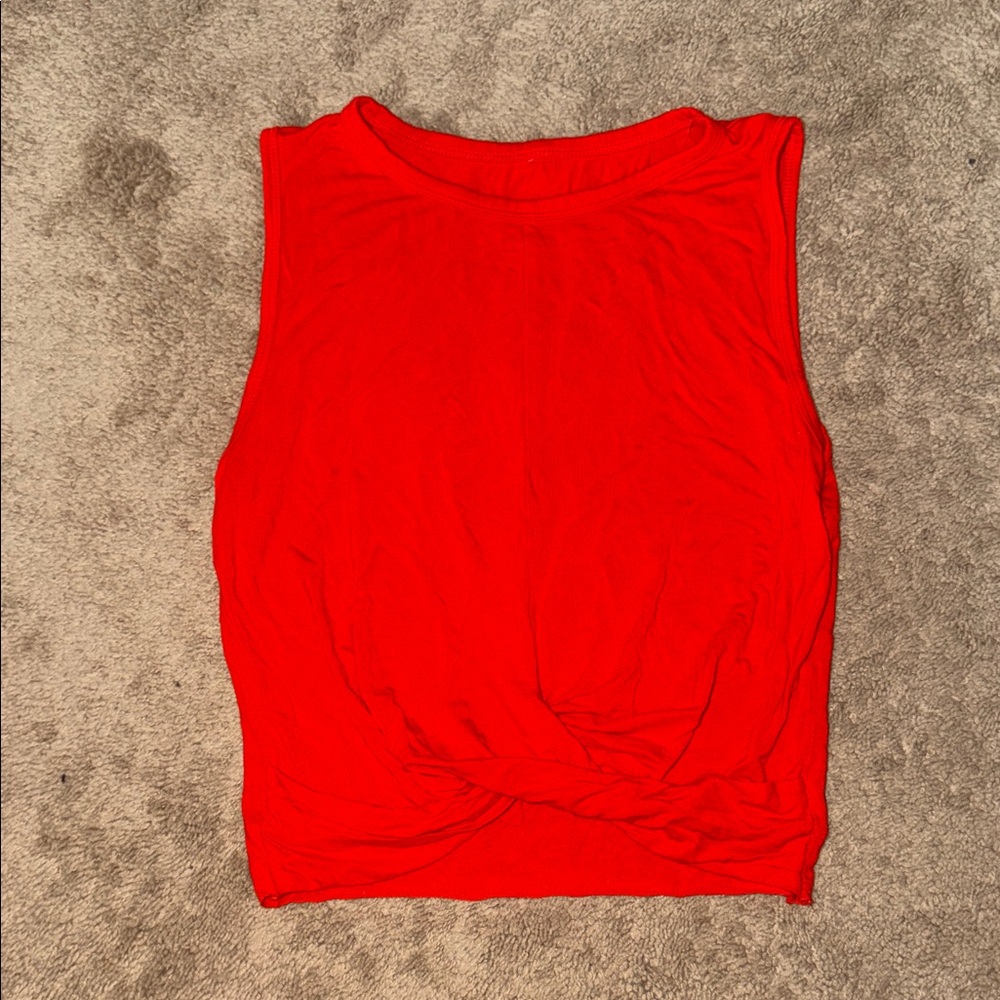 ALO Yoga Red Twist-Front Tank Top
